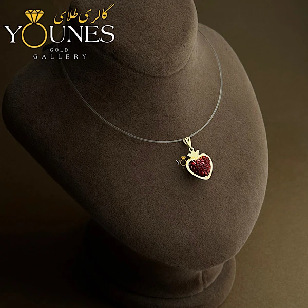 آویز طلا سواروسکی قلب اناری قرمز